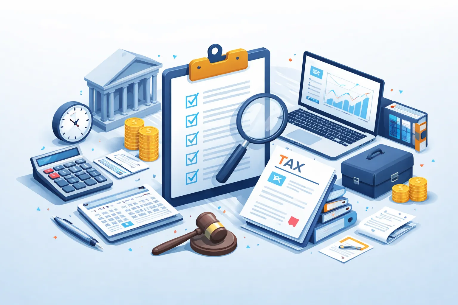 Business compliance essentials in isometric view